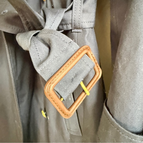 J. Crew Navy Icon Double-Breasted Belted Hooded Cotton Petite Trench Coat SZ 2P - Picture 8 of 13